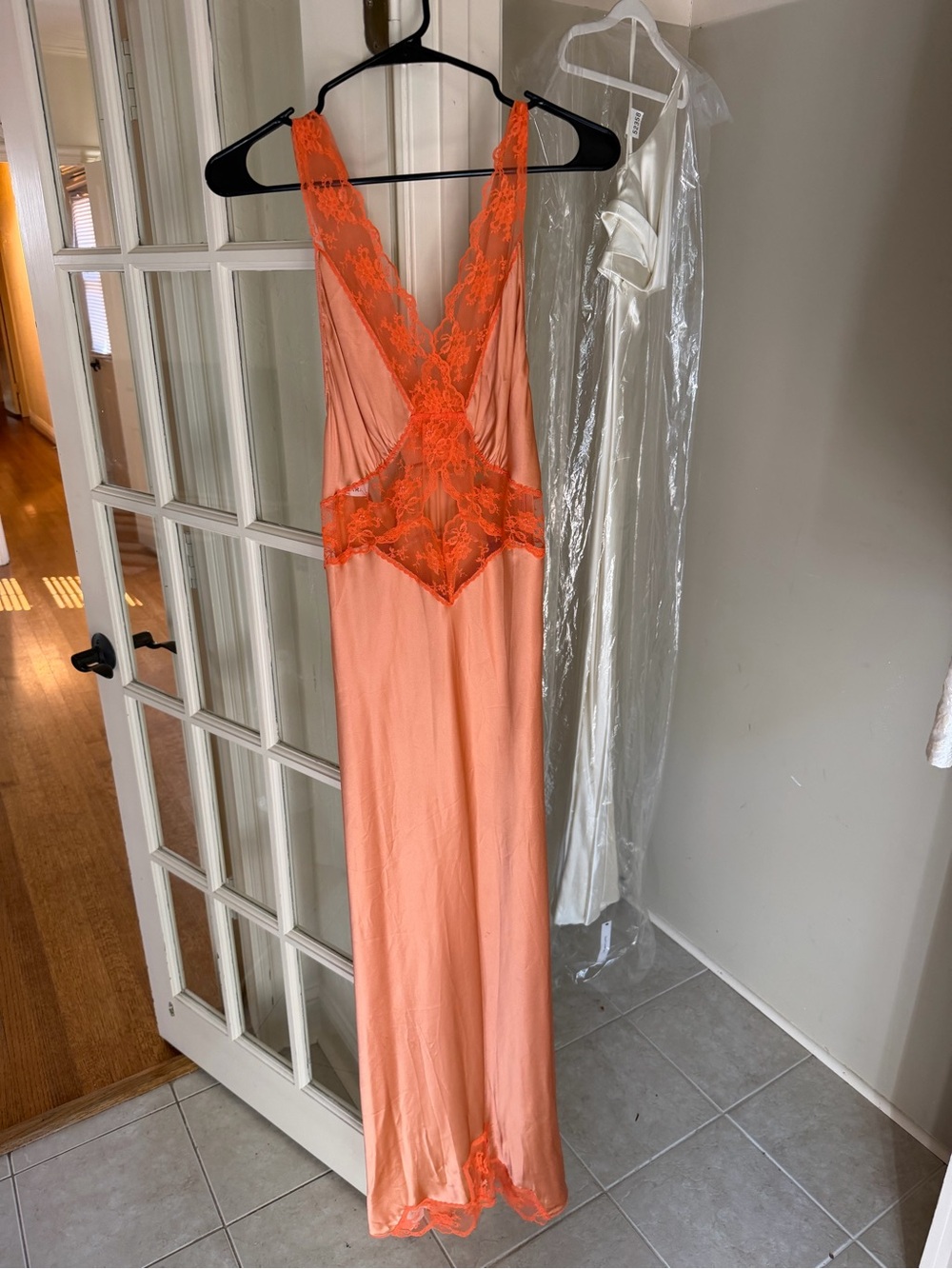 SIR peach satin lace dress